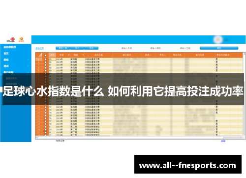 足球心水指数是什么 如何利用它提高投注成功率